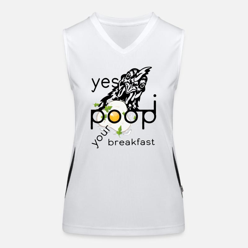Chicken design with fried egg - funny animal saying Women's Functional Contrast Tank Top
