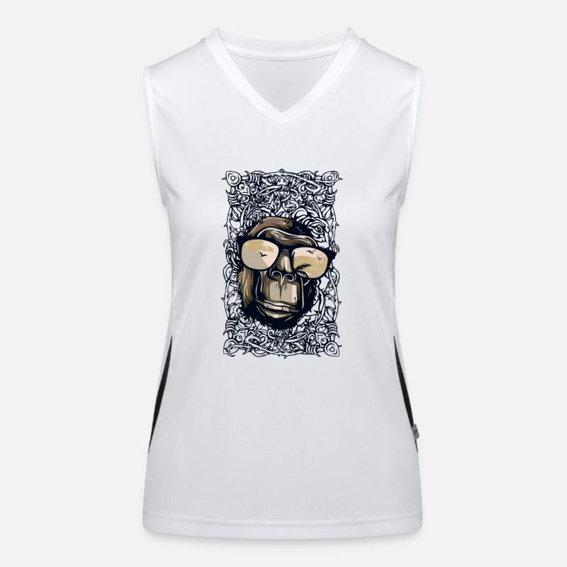 Cool monkey with sunglasses - Women's Functional Contrast Tank Top - white/black