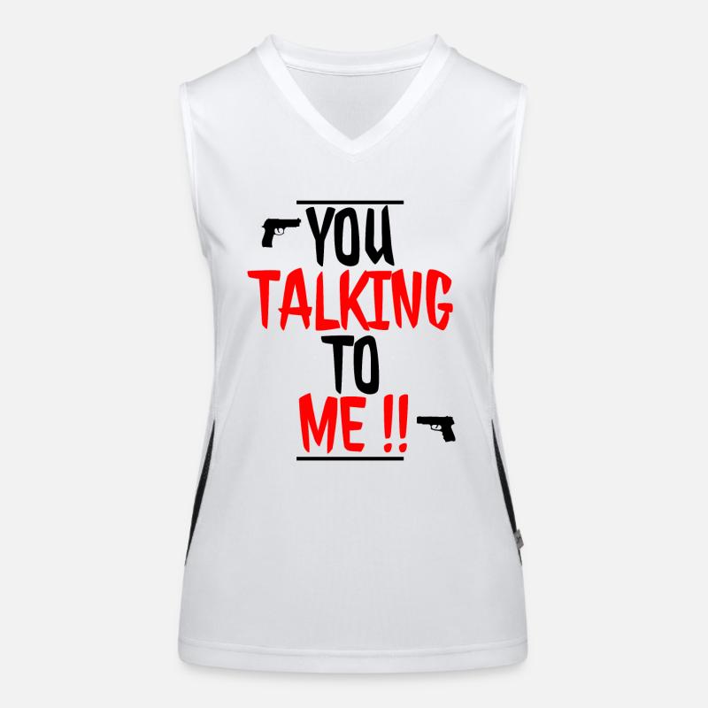 Du sprichst mit mir Funktionelles Kontrast-Tank Top für Frauen