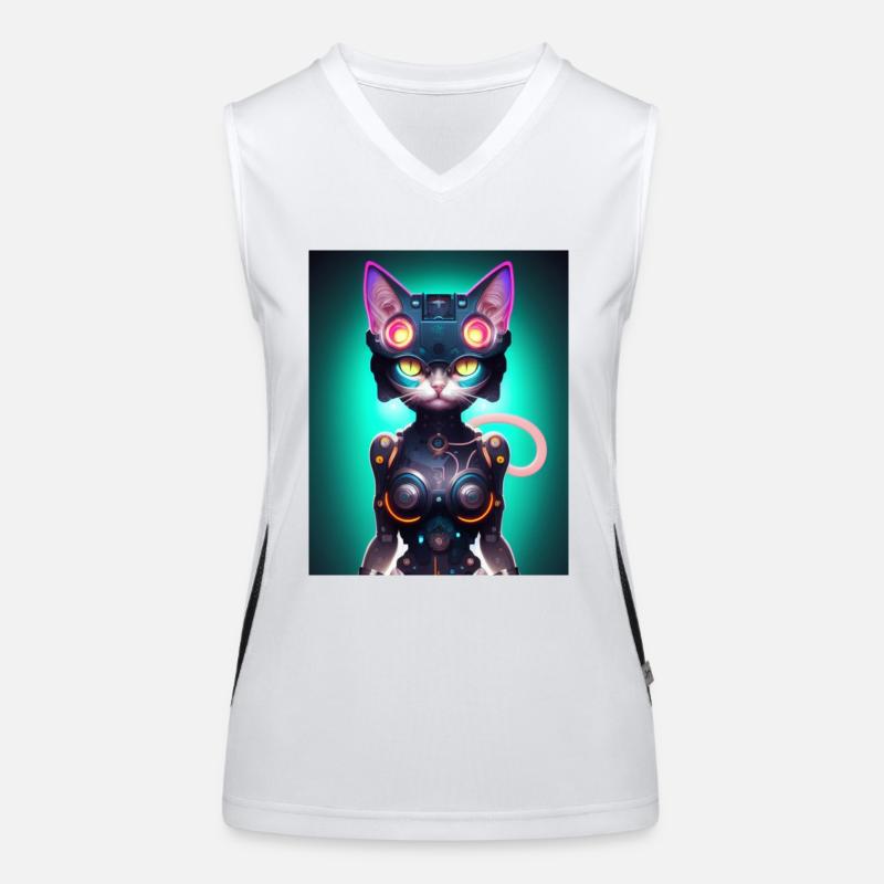 Conception Cyborg Cat Débardeur respirant contrasté Femme