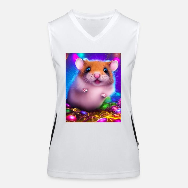 Cooles Comic-Porträt eines Hamsters Funktionelles Kontrast-Tank Top für Frauen