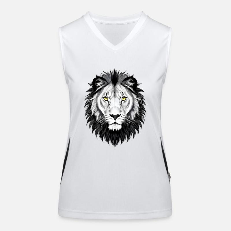 Black and White Lion Head Women's Functional Contrast Tank Top