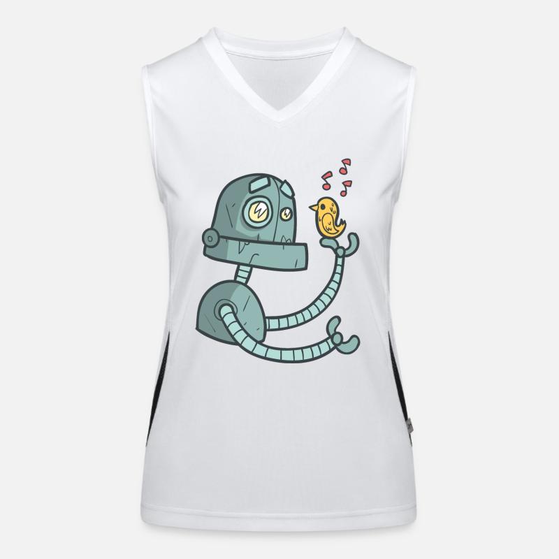 Roboter mit Vogel Funktionelles Kontrast-Tank Top für Frauen