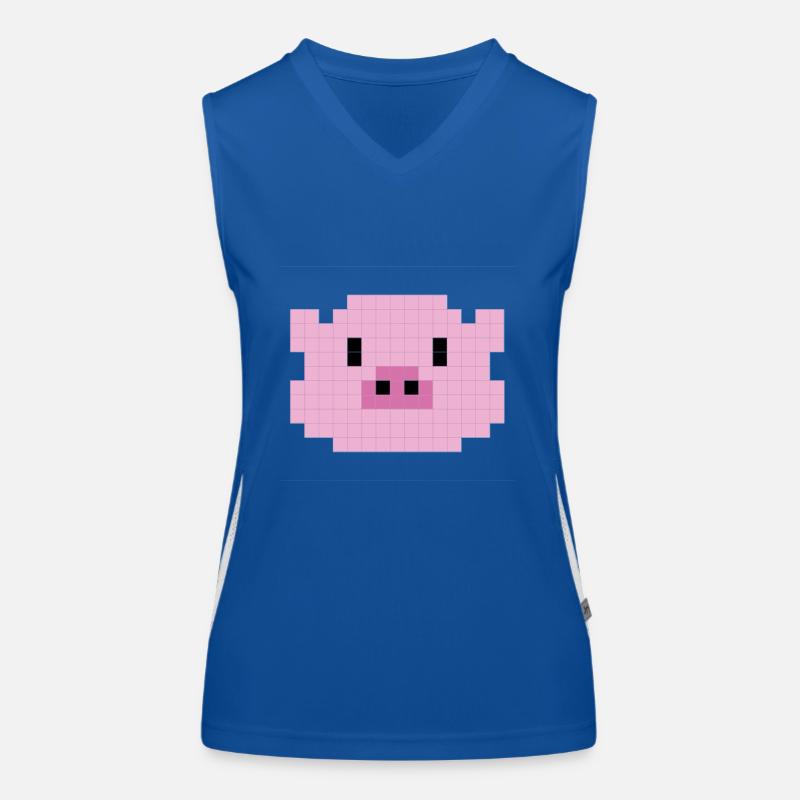 Verpixelter Schweinekopf Funktionelles Kontrast-Tank Top für Frauen