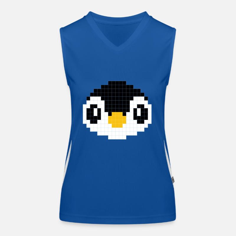 Pixelated penguin head Women's Functional Contrast Tank Top
