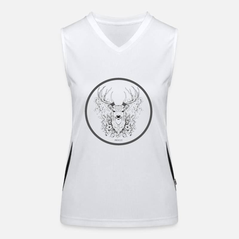 PrintZ Hirsch Dachs Fineline Art Funktionelles Kontrast-Tank Top für Frauen