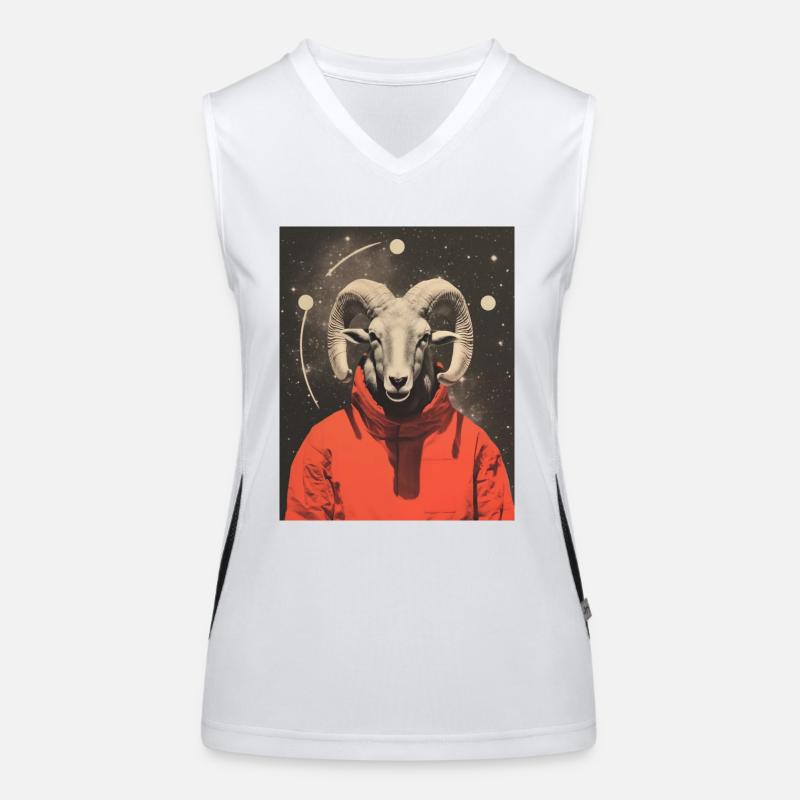 Aries Ram Surrealistic Collage Women's Functional Contrast Tank Top