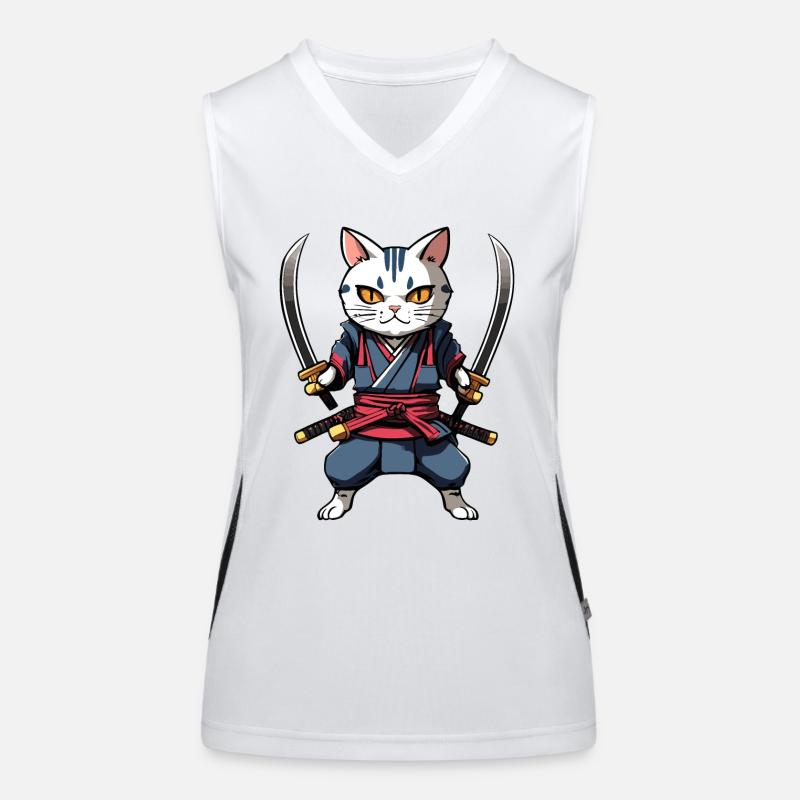 Samurai-Katze #33 Funktionelles Kontrast-Tank Top für Frauen