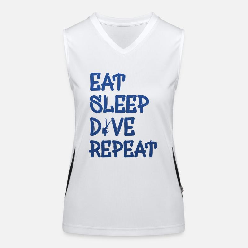 eat sleep dive repeat Funktionelles Kontrast-Tank Top für Frauen