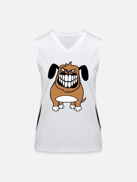 chien monstre méchant dangereux dents sourire sourire - Débardeur respirant contrasté Femme - blanc/noir - Devant