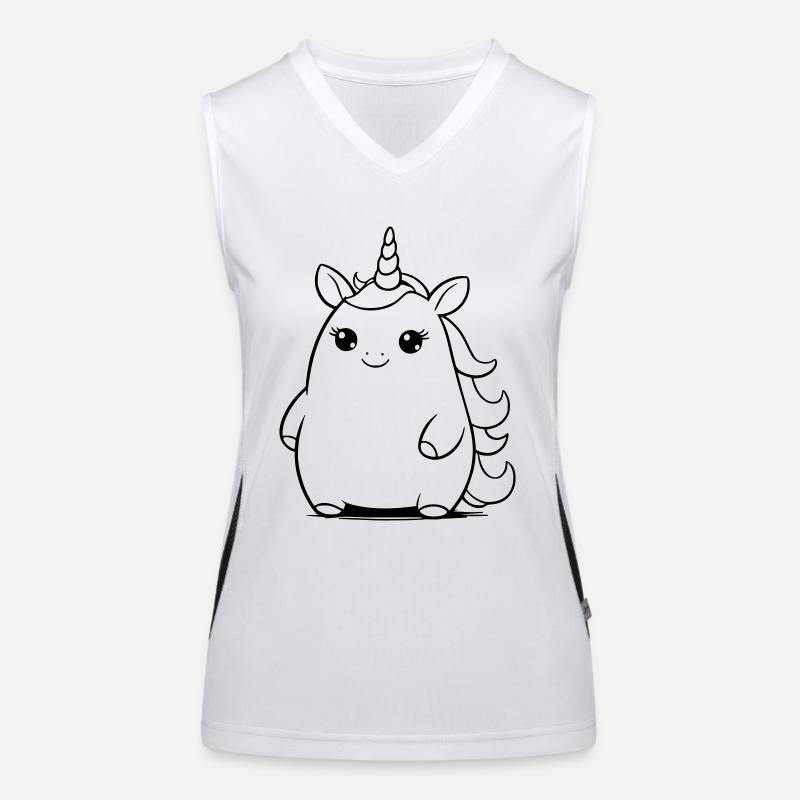 Pummeliges Einhorn als Vektorgrafik Funktionelles Kontrast-Tank Top für Frauen