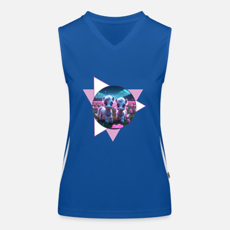 Zwei süße Ponys Funktionelles Kontrast-Tank Top für Frauen