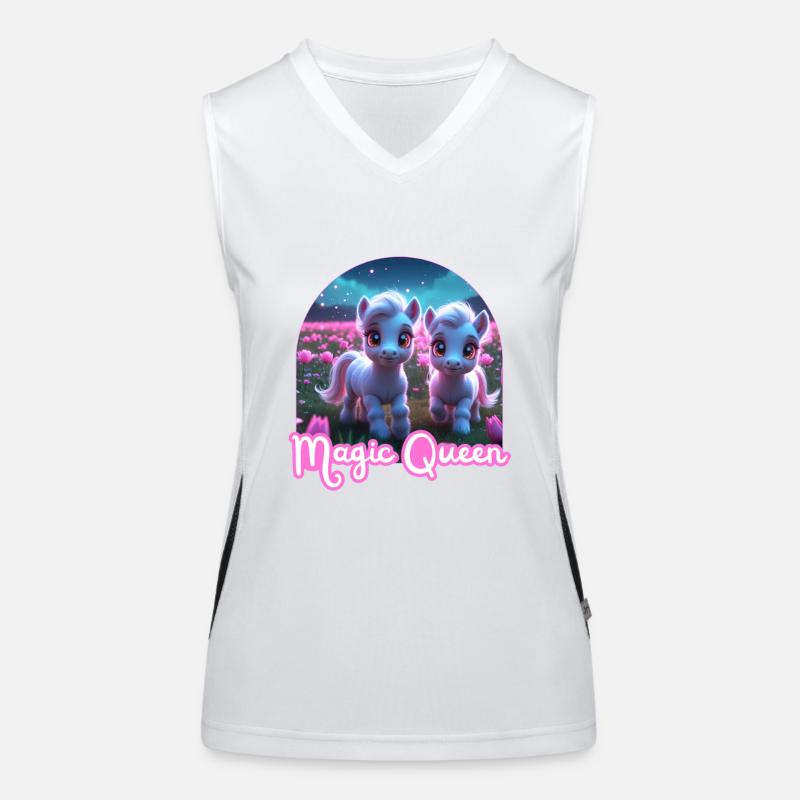 Zwei süße Ponys - Magic Queen Funktionelles Kontrast-Tank Top für Frauen