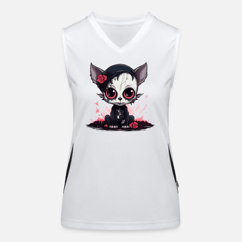 Niedliches Emo Gothic Kätzchen Funktionelles Kontrast-Tank Top für Frauen