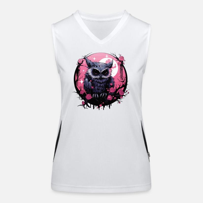 Owl and roses - Women's Functional Contrast Tank Top - white/black