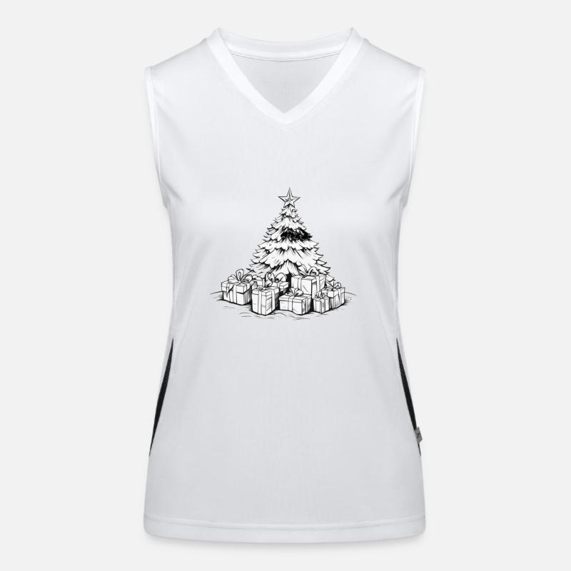 Weihnachtsbaum mit Stern und Geschenken 2023 Funktionelles Kontrast-Tank Top für Frauen