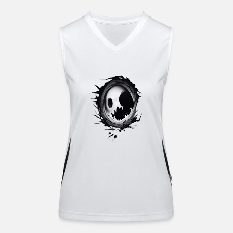 Ghost emerging from a hole - Women's Functional Contrast Tank Top - white/black