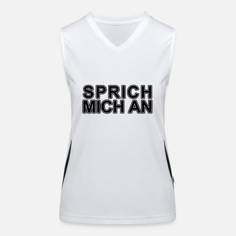 Sprich mich an Spruch Party Funktionelles Kontrast-Tank Top für Frauen