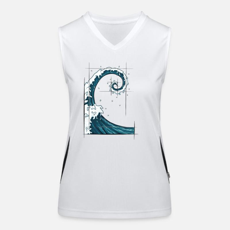 Fibonacci Spiral Golden Ratio Surfer Wave Women's Functional Contrast Tank Top