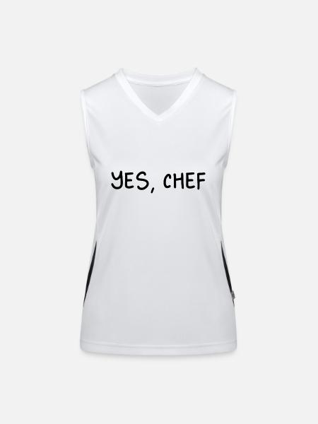 Yes, Chef Professional Sous Chef Funny Simple Text - Débardeur respirant contrasté Femme - blanc/noir - Devant