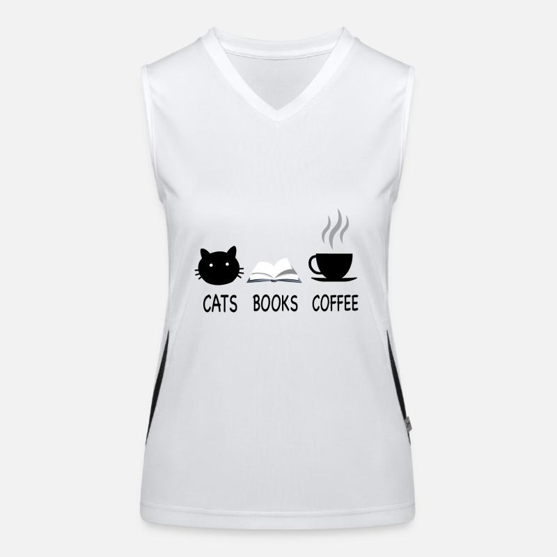 CATS BOOK COFFEE Women's Functional Contrast Tank Top