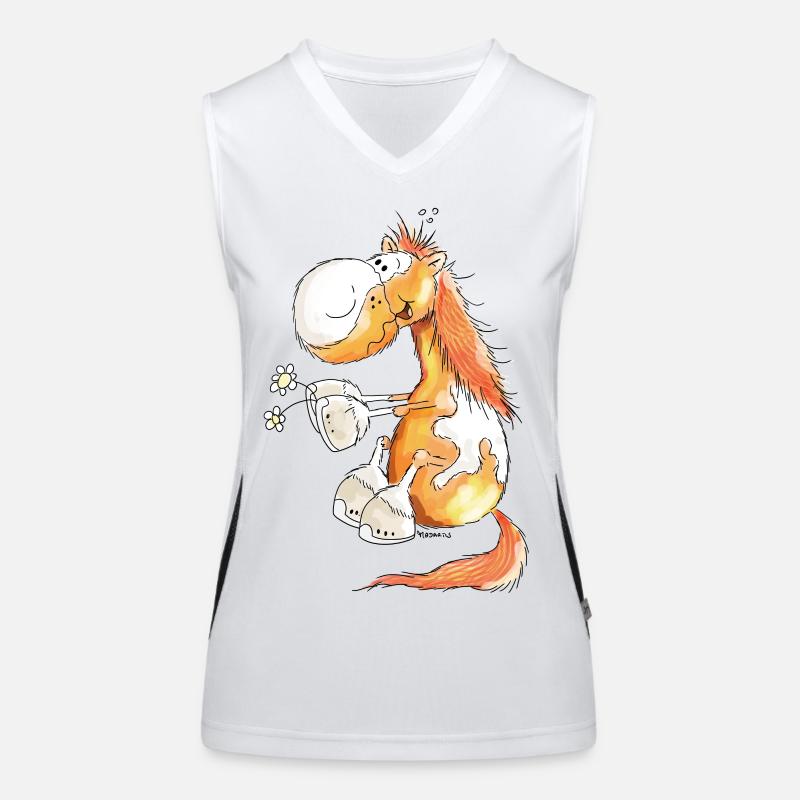 Pferd mit Blume - Pferde - Pony - Fuchs - Geschenk Funktionelles Kontrast-Tank Top für Frauen