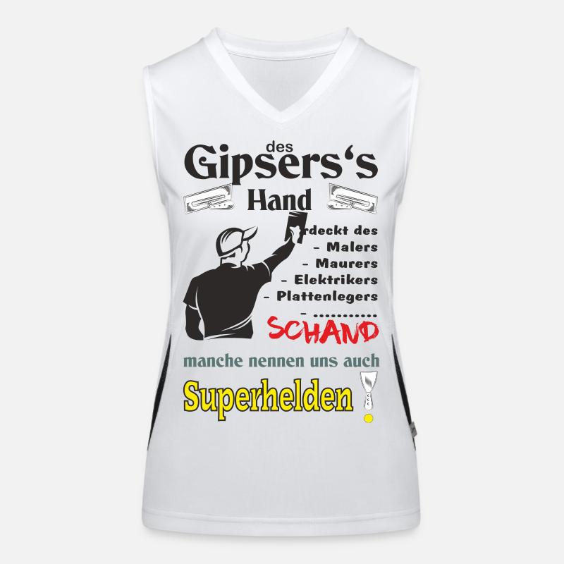 Gipser mit Gipsershirt die  Superhelden Handwerker Funktionelles Kontrast-Tank Top für Frauen