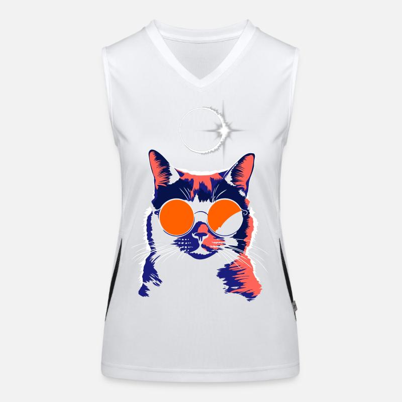 Katze Sonnenbrille Total Eclipse Cat Funktionelles Kontrast-Tank Top für Frauen