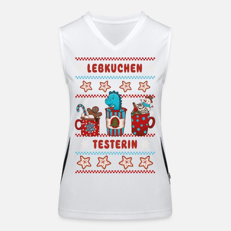 Gingerbread Tester - Christmas with Dino - Women's Functional Contrast Tank Top - white/black