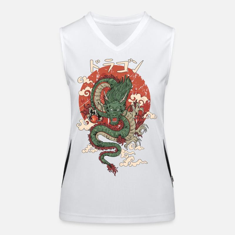 Großer Japanischer Drache: Jungjunger Funktionelles Kontrast-Tank Top für Frauen