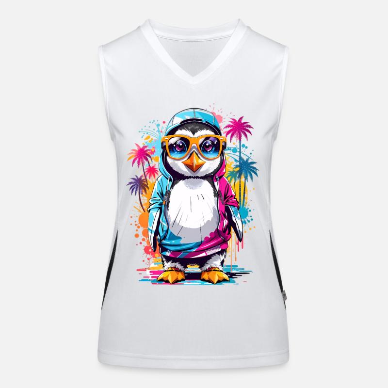 Coole Pinguin Funktionelles Kontrast-Tank Top für Frauen