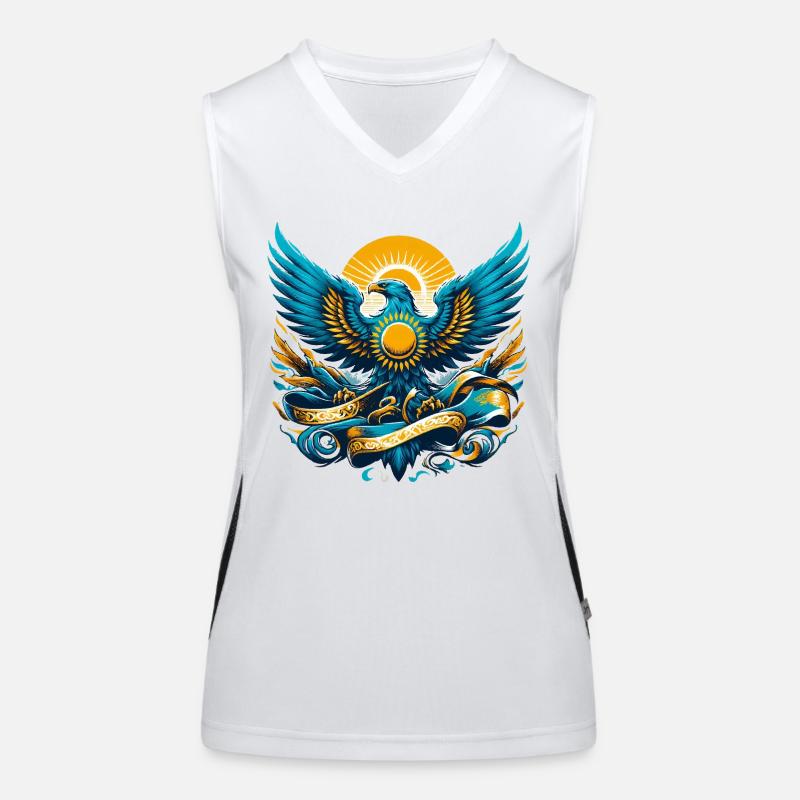 Kasachstan Adler Flagge Fahne dynamisch Geschenk Funktionelles Kontrast-Tank Top für Frauen