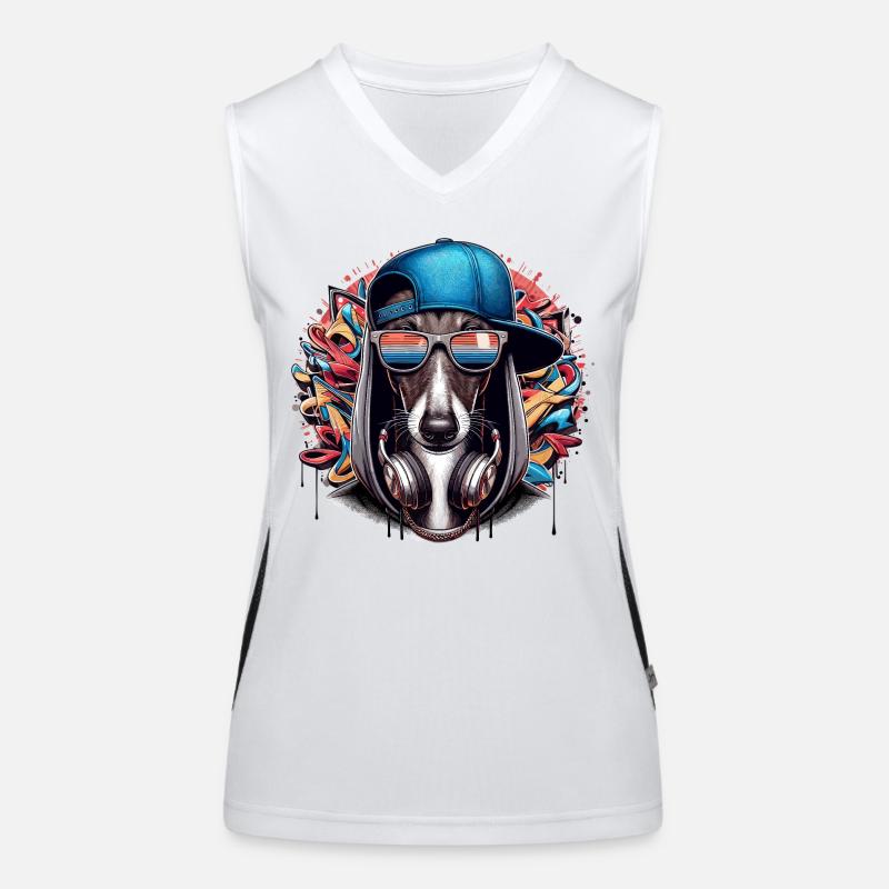 Windhund Gangsta Hund Graffiti Geschenk Funktionelles Kontrast-Tank Top für Frauen