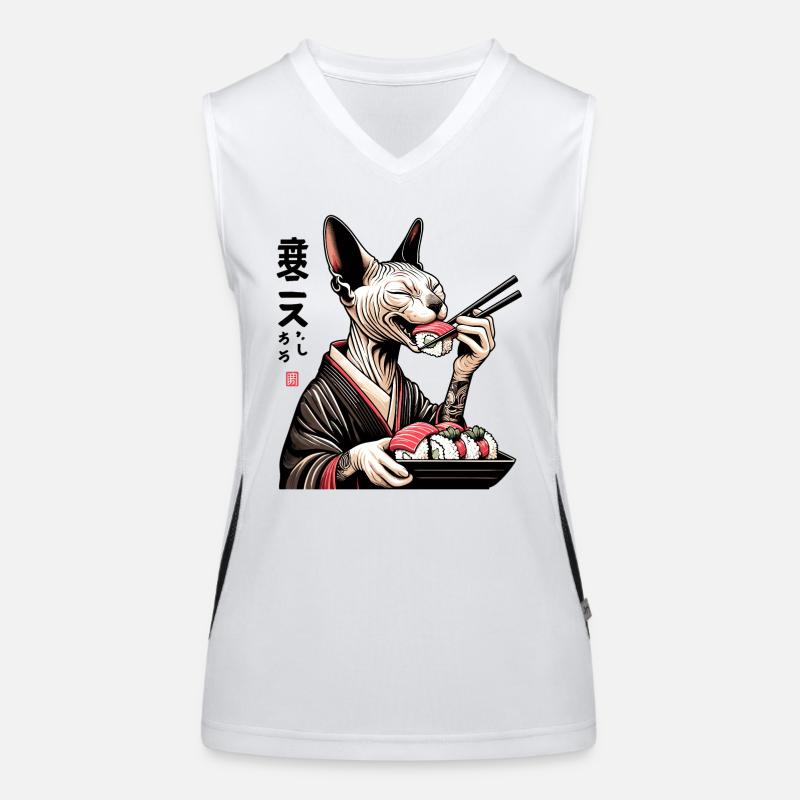 Sushi Sphynx Katze Maki Kimono Geschenk Funktionelles Kontrast-Tank Top für Frauen