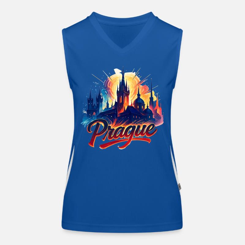 Prague Capitale République tchèque Silhouette Cadeau Débardeur respirant contrasté Femme