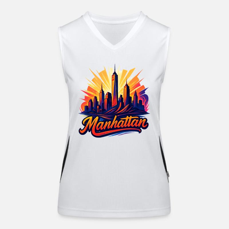 Manhattan Stadt New York Silhouette Geschenk Funktionelles Kontrast-Tank Top für Frauen