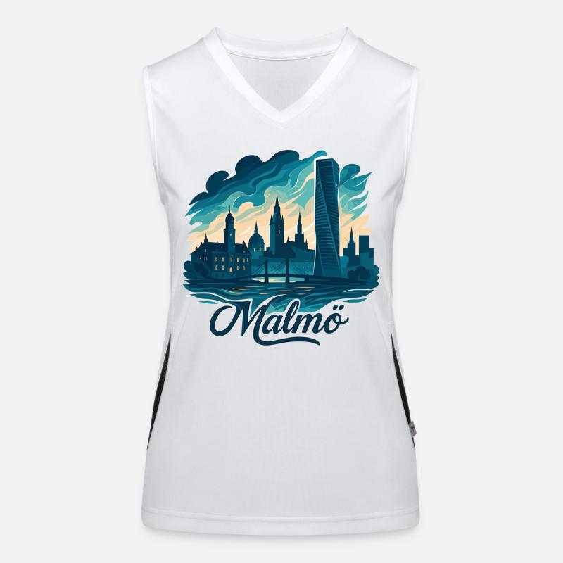 Malmö Stadt Schweden cool maritim Geschenk Funktionelles Kontrast-Tank Top für Frauen