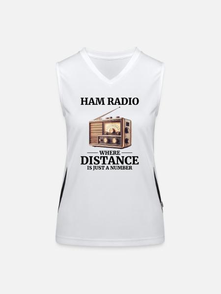 Vintage Ham Radio Operator - Women's Functional Contrast Tank Top - white/black - Front