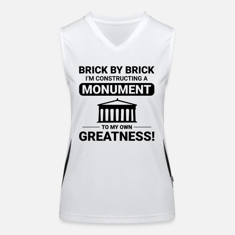 Monumental Brick Mastery: Humorous Bricklayer Women's Functional Contrast Tank Top