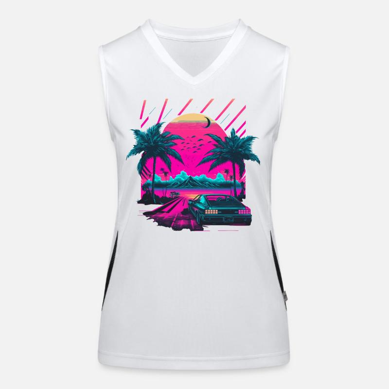 Synthwave Palm Beach Débardeur respirant contrasté Femme