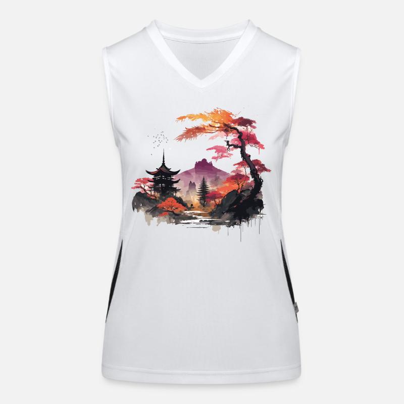Asian Landscape Women's Functional Contrast Tank Top