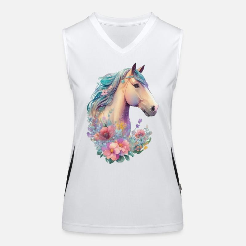Das Pferd Mädchen Kinder Pferde Blumen Design Funktionelles Kontrast-Tank Top für Frauen