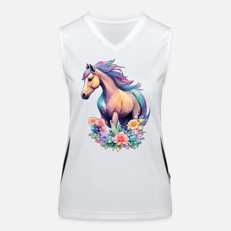Œuvres d’art de fleurs de cheval avec de belles couleurs pastel Débardeur respirant contrasté Femme