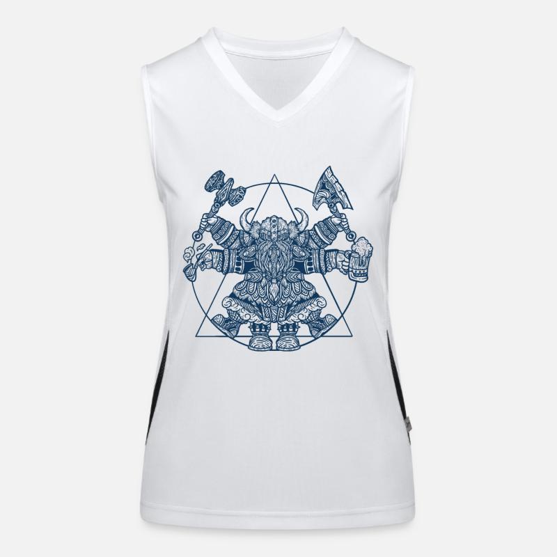 Wikinger Zwerg - Vitruvianischer Da Vinci Stil Funktionelles Kontrast-Tank Top für Frauen