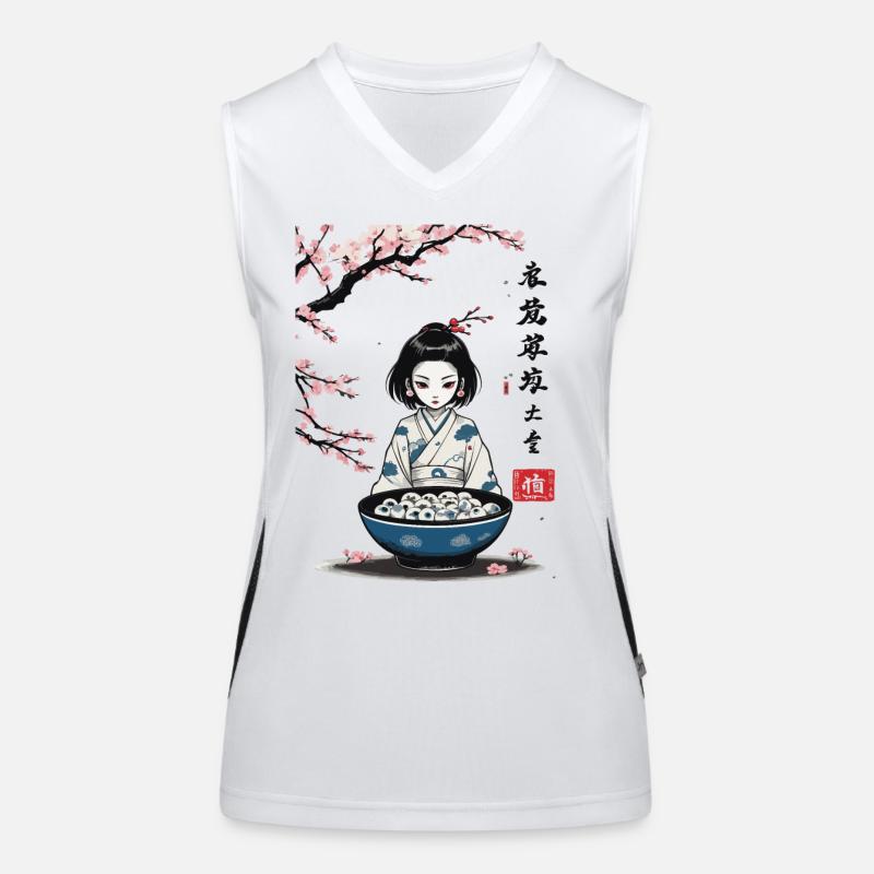 Yokai Fleur de cerisier Ukiyo-E Halloween Design Débardeur respirant contrasté Femme
