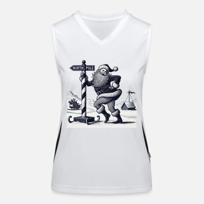Lustiger Weihnachtsmann Pole Dance Weihnachten Funktionelles Kontrast-Tank Top für Frauen
