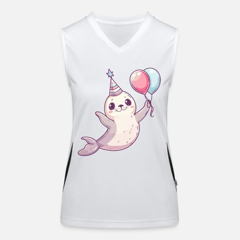 Robbe Tier Geburtstag Comic Funktionelles Kontrast-Tank Top für Frauen