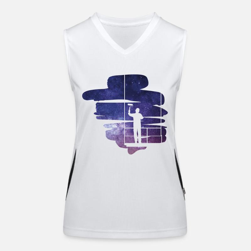 Galaxies painter gift Women's Functional Contrast Tank Top