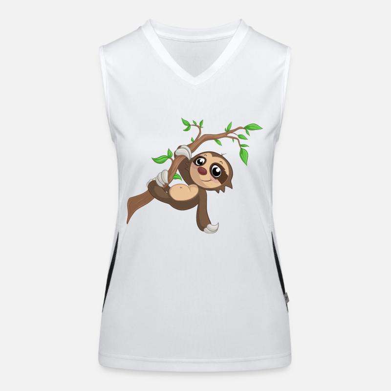 Hängendes Comic Faultier Funktionelles Kontrast-Tank Top für Frauen