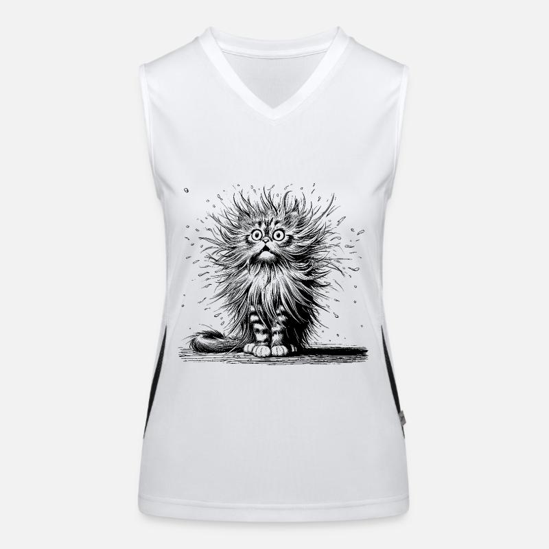 Katze erstaunt, Comic Funktionelles Kontrast-Tank Top für Frauen